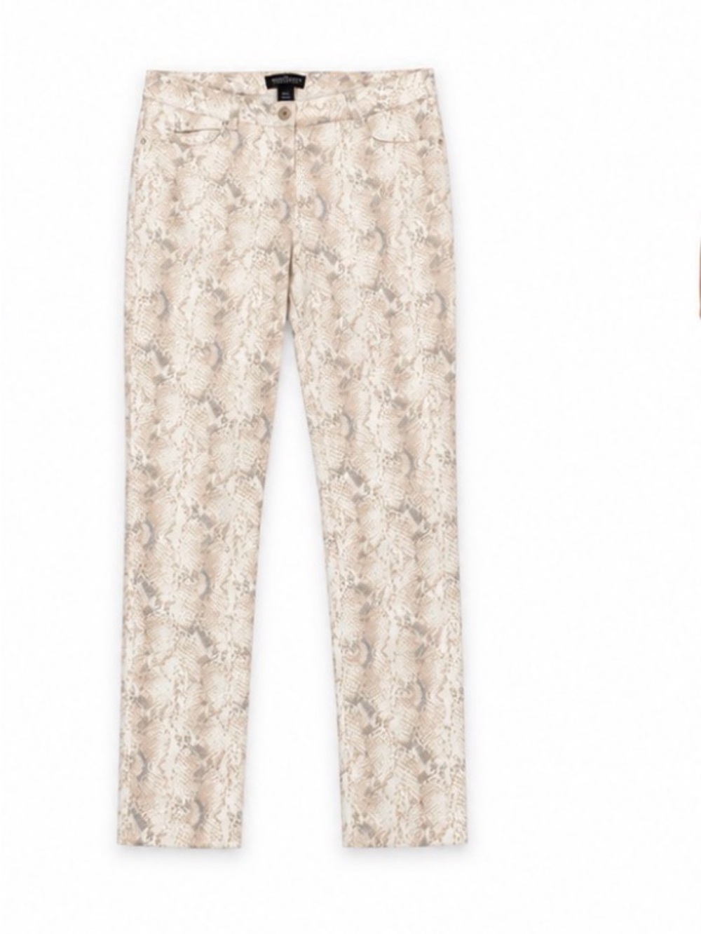 White House Black Market Beige Snake-Print Slim-Leg Jeans